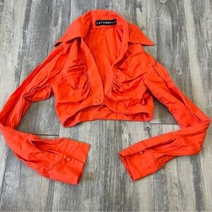 Laformela Orange Crop Top Button Down